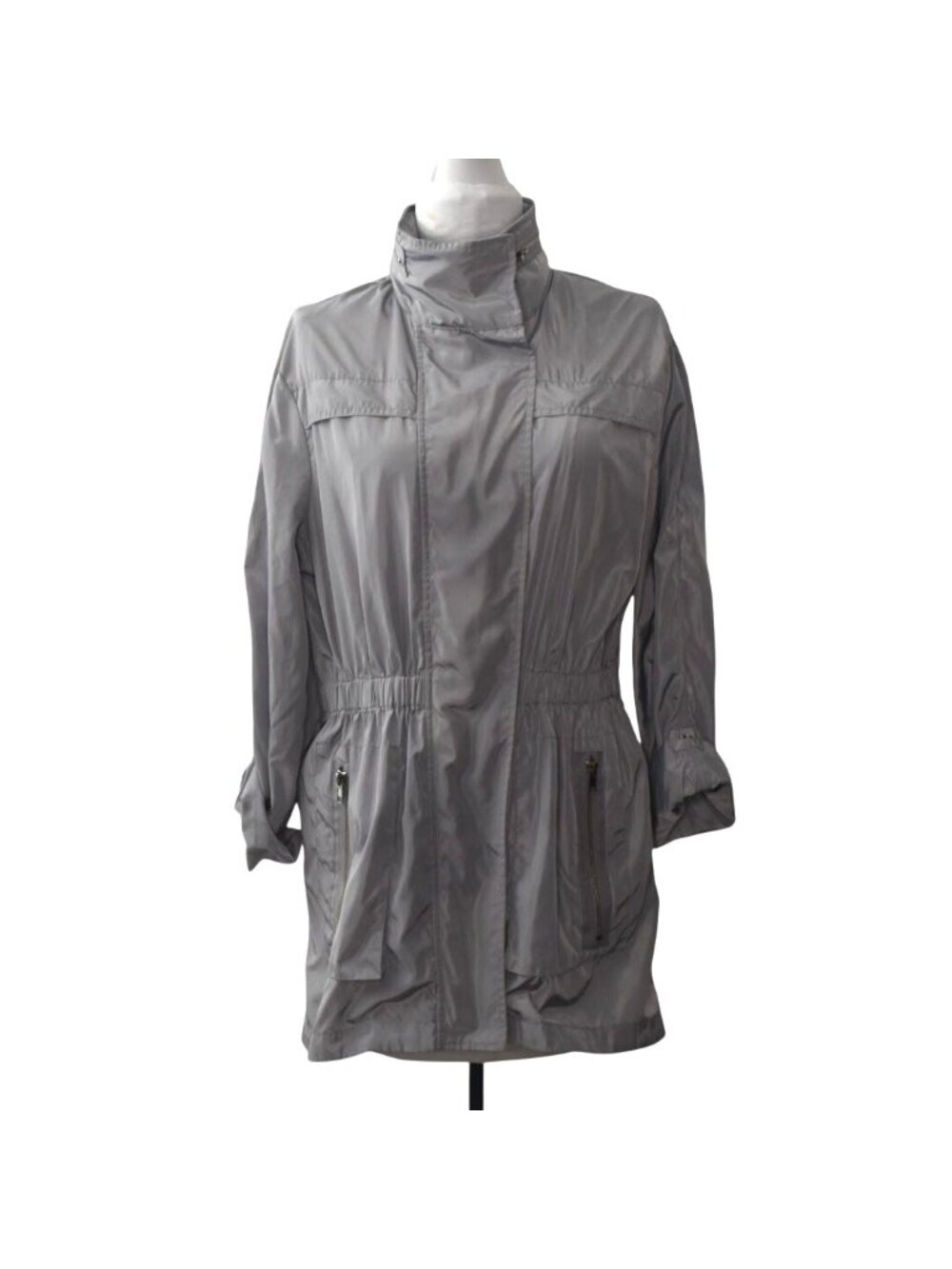 Ciao Milano Womens S Tess Rain Jacket Water Resistant Gray Hooded
